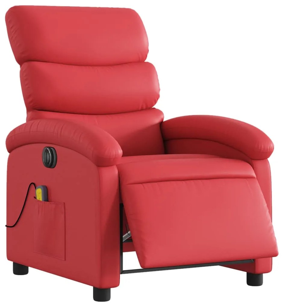 Poltrona massagens reclinável elétrica couro artif. vermelho