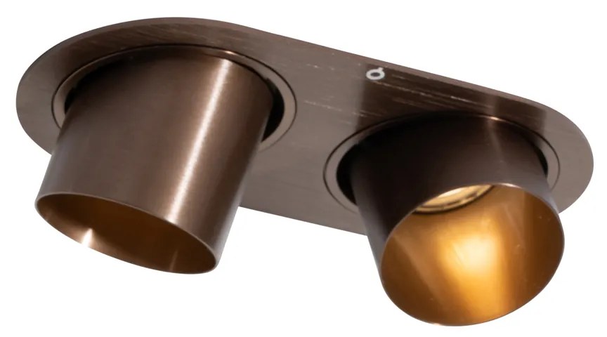 Foco embutido arredondado bronze escuro GU10 50mm 2-luzes - Installa Moderno