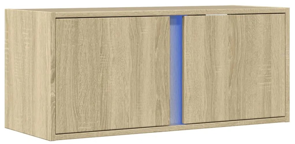 Móvel de parede p/ TV c/ luzes LED 80x31x35 cm carvalho sonoma