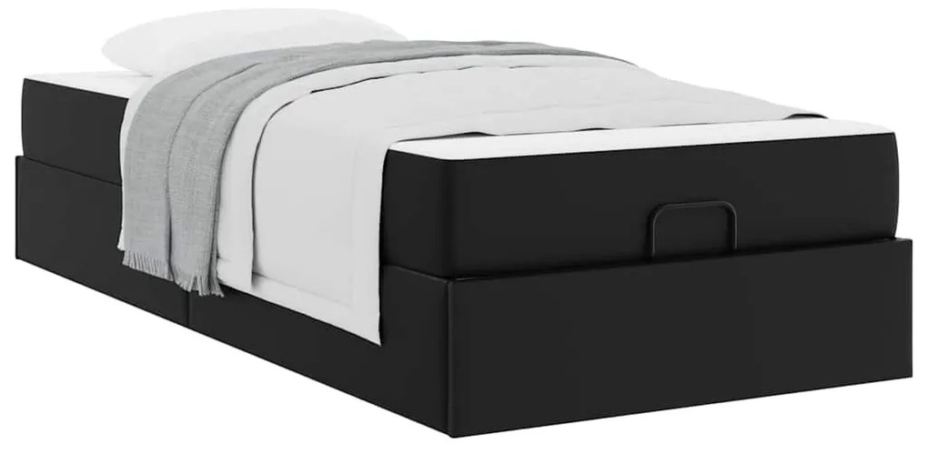 Estrutura de cama com colchão Preto 80 x 200 cm Couro sintético