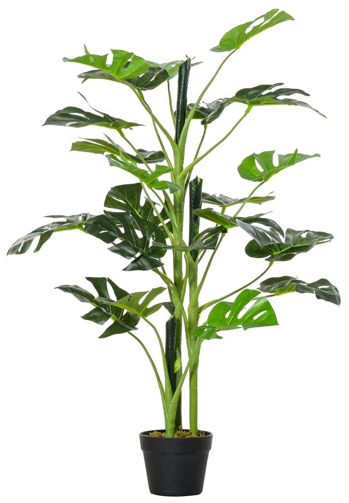 Monstera Planta Artificial com Vaso Árvore Tropical Sintética com 21 Folhas Ø16x100 cm Verde