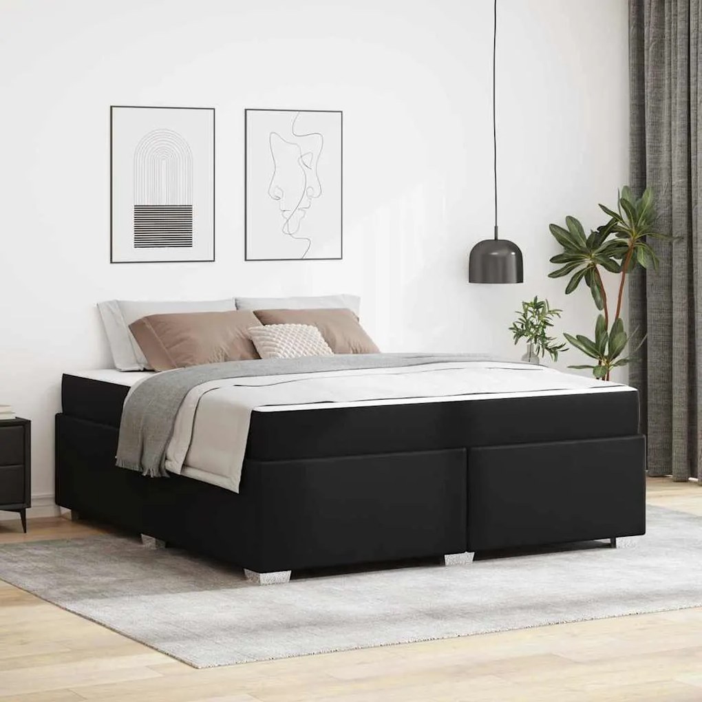 vidaXL Estrutura da Cama com colchão Preto 180 x 200 cm tecido