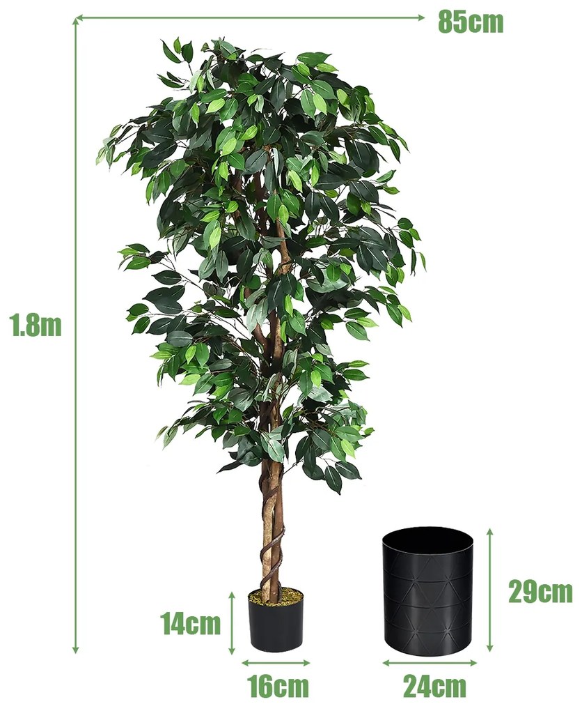 Planta Artificial com Pote 1008 Folhas e Haste Natural Perfeita para Decoração de Jardins Casa Verde 180 cm