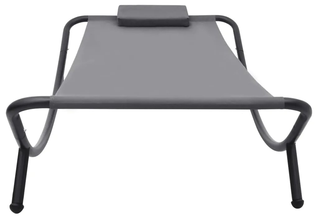 Espreguiçadeira de jardim 200x90 cm aço cinzento