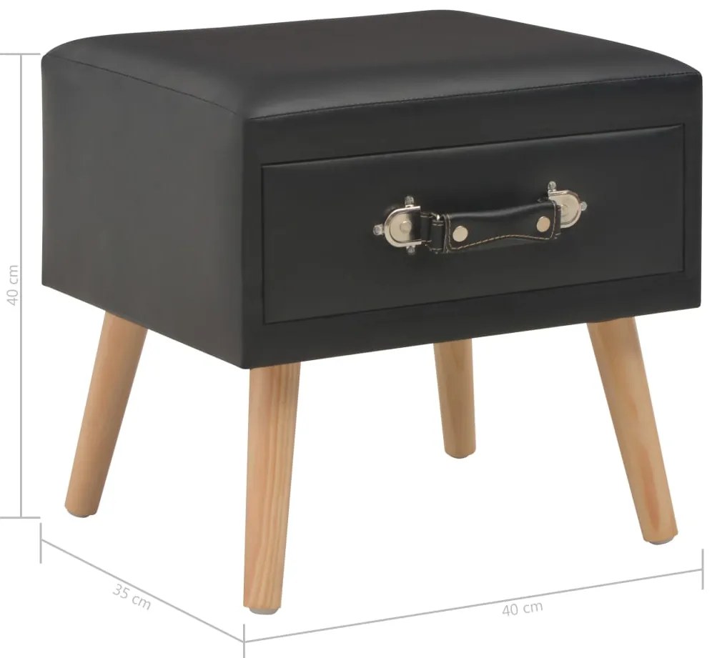 Mesa-de-cabeceira 40x35x40 cm couro artificial preto