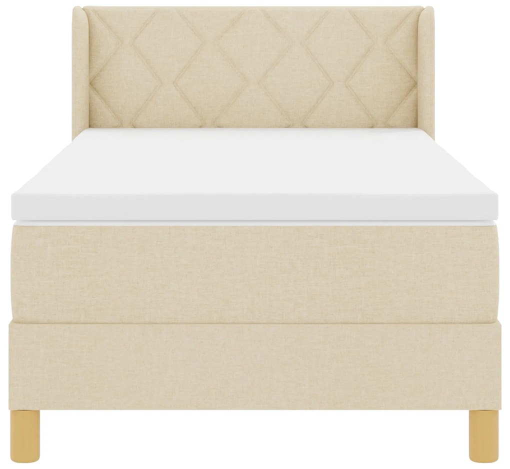 Cama box spring vidaXL com colchão creme 90x190 cm tecido, Cabeceira v