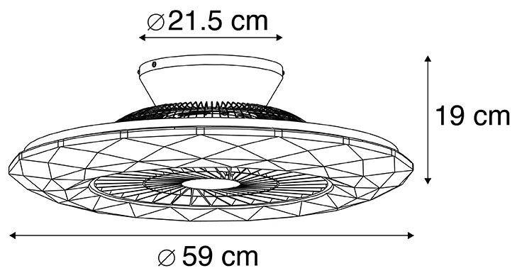 Ventilador de teto prateado com LED e efeito de estrelas regulável - Clima Design