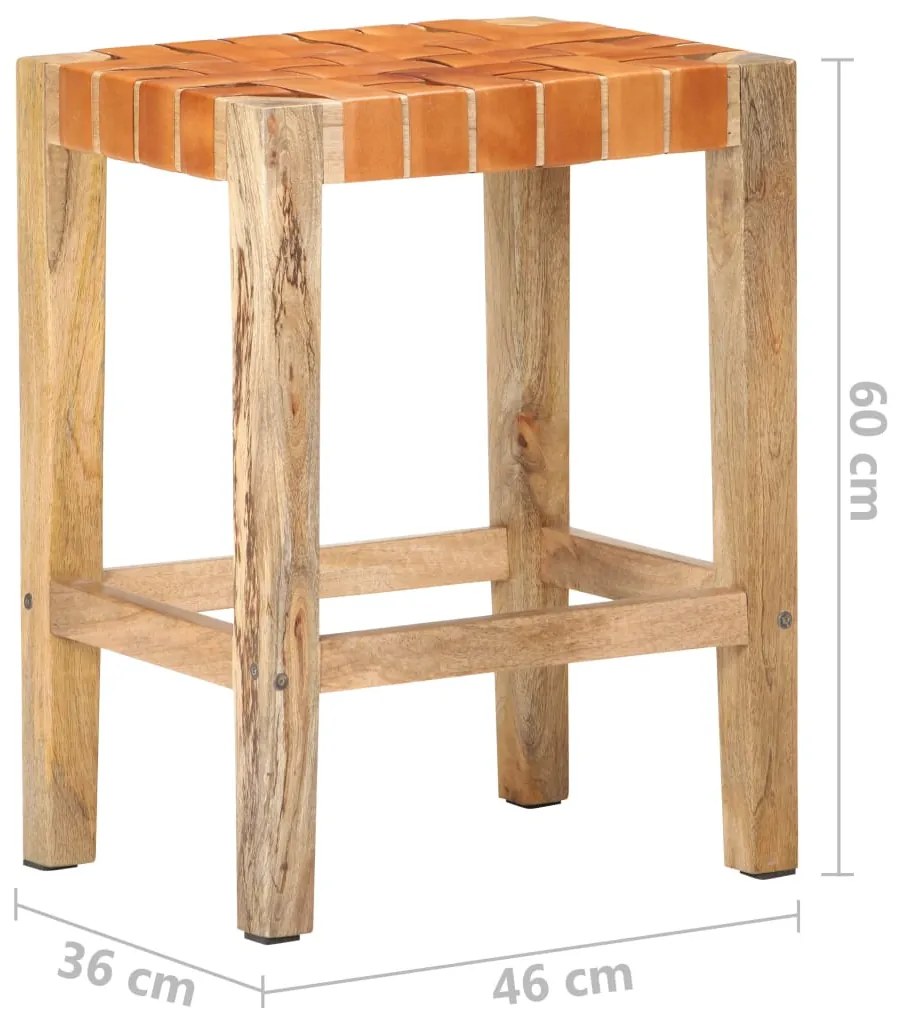 Bancos de bar 2 pcs couro genuíno 60 cm castanho
