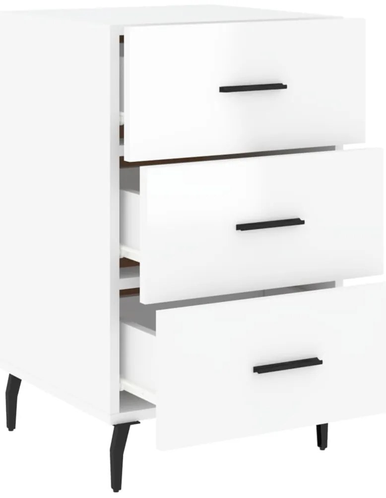 Mesa de cabeceira 40x40x66cm derivados madeira branco brilhante