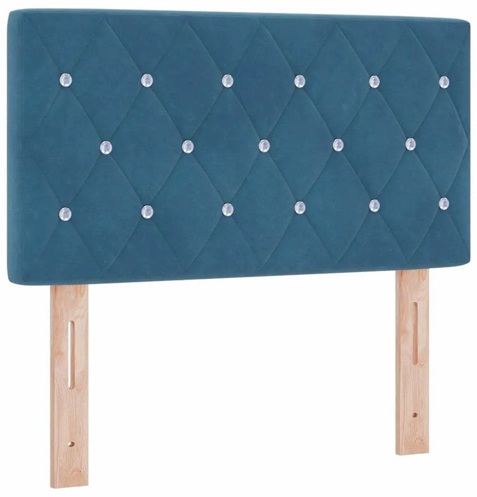 Cabeceira LED com botão de cristal, tufted, azul escuro, 80 cm, veludo