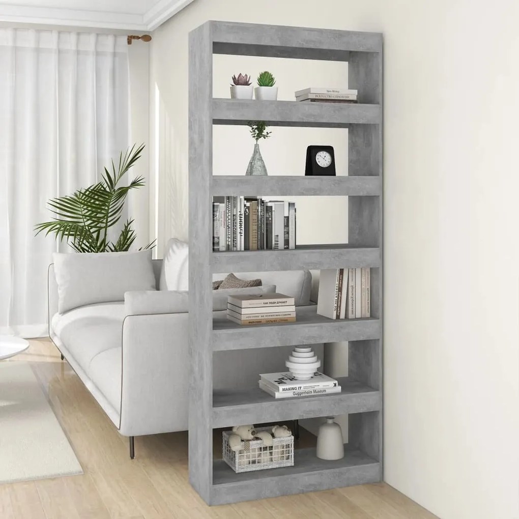 811731 vidaXL Estante/divisória 80x30x198 cm contraplacado cinzento cimento