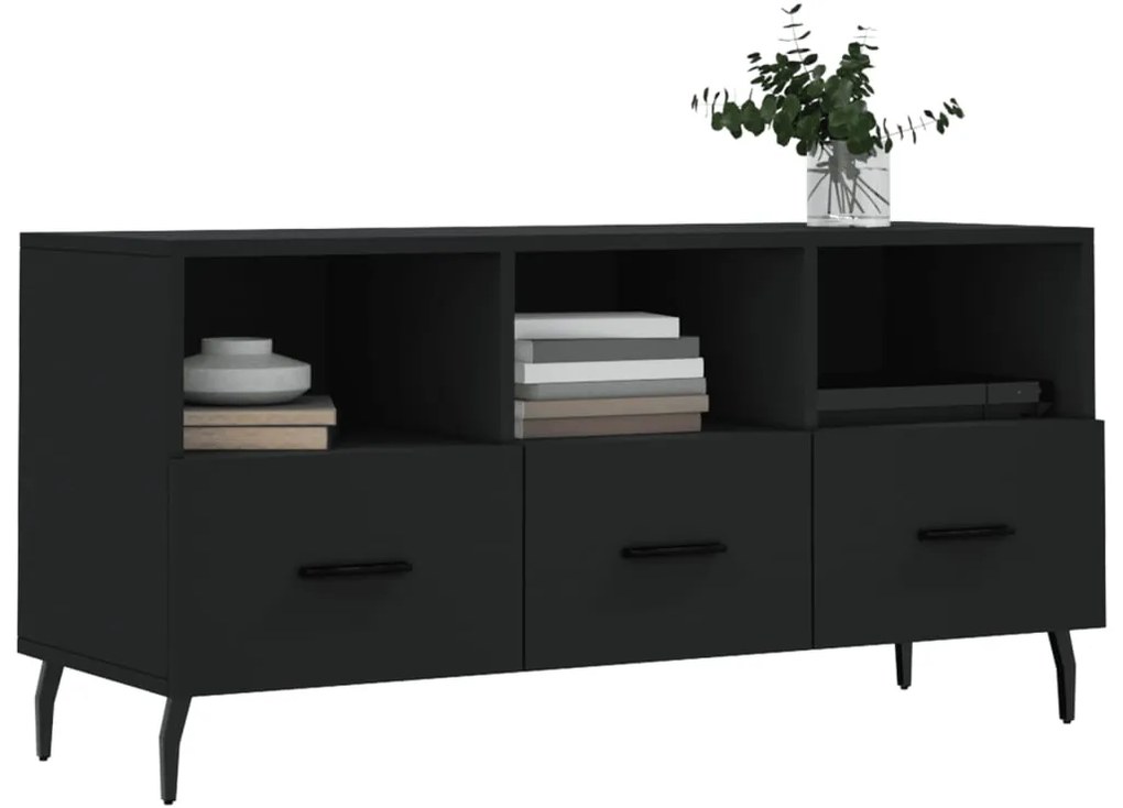Móvel de TV 102x36x50 cm derivados de madeira preto
