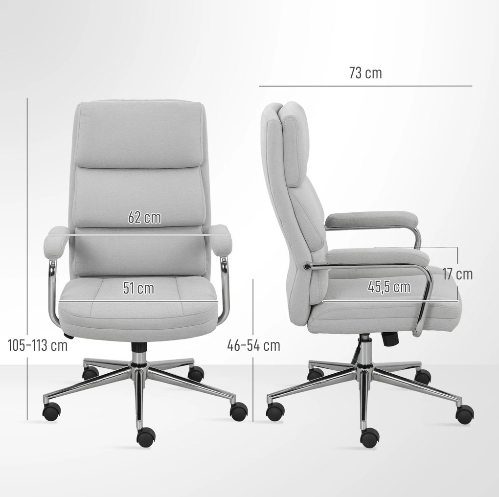 Cadeira de escritório, ergonómica com altura ajustável, função de balanço, 62 x 73 x 105-113 cm, cinzenta
