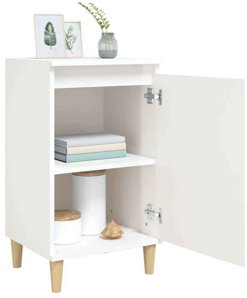 Mesas cabeceira 2pcs 40x35x70cm deriv. madeira branco brilhante