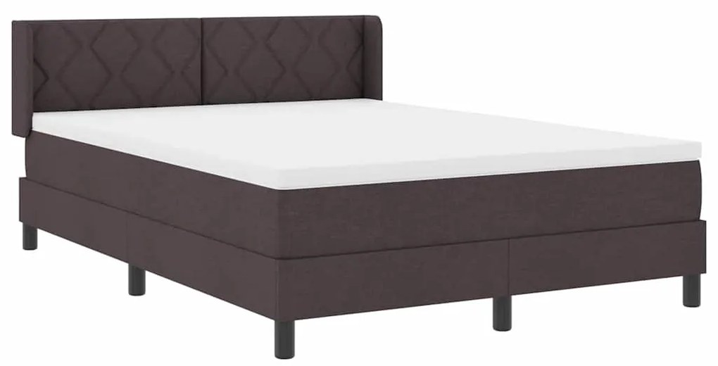 Cama Box Marrom Escuro 140 x 190 cm Tecido e Madeira