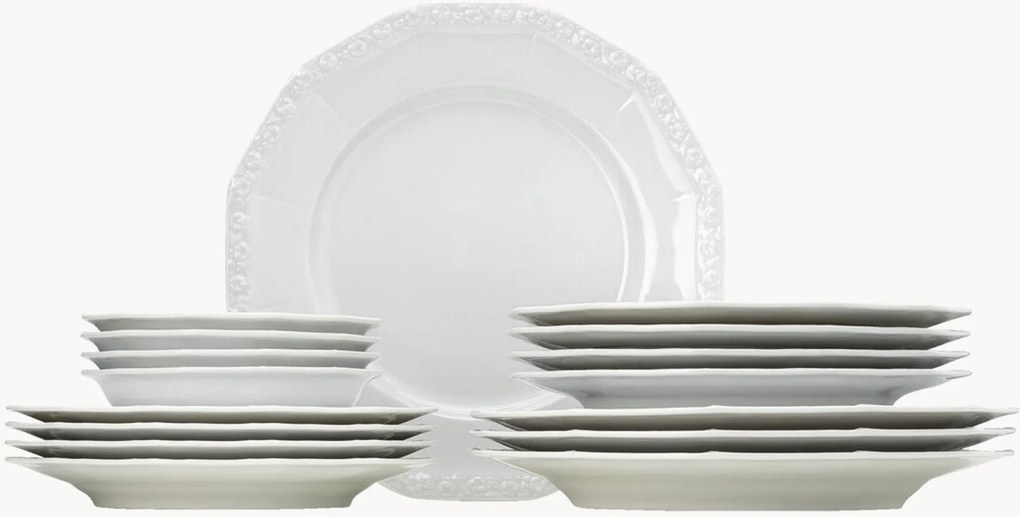 Conjunto de loiça em porcelana Maria White, 4 pessoas, conjunto de 16