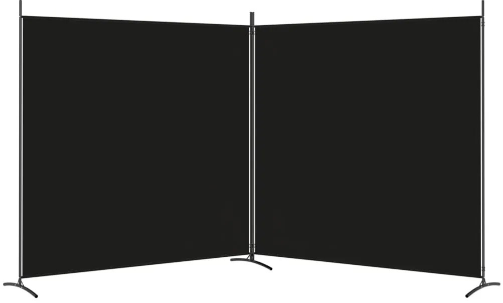 Divisória/biombo com 2 painéis 348x180 cm tecido preto