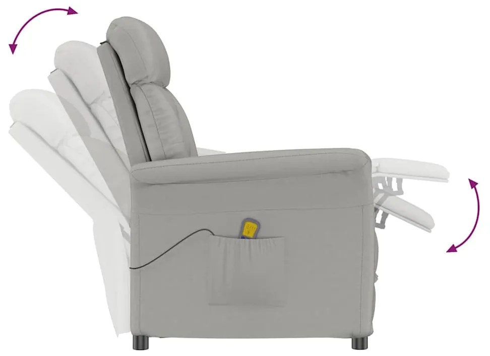 Cadeira de Massagem vidaXL Cinza Claro em Tecido Microfibra