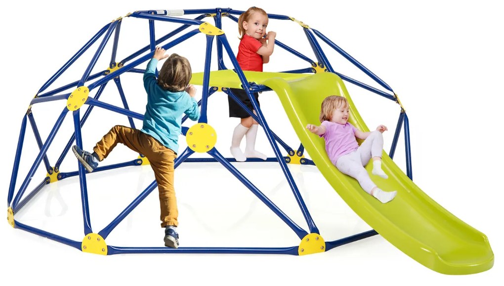 Conjunto de escalada em cúpula geométrica com carga deslizante 180kg playground interno gratuito para crianças de 3 a 10 anos Amarelo