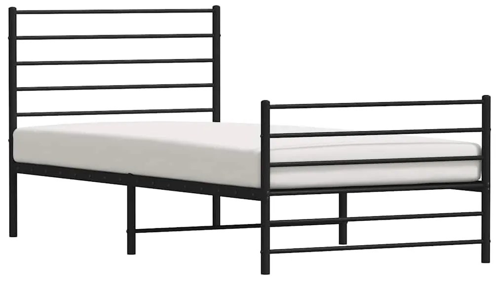 Estrutura de cama com cabeceira e pés 100x200 cm metal preto