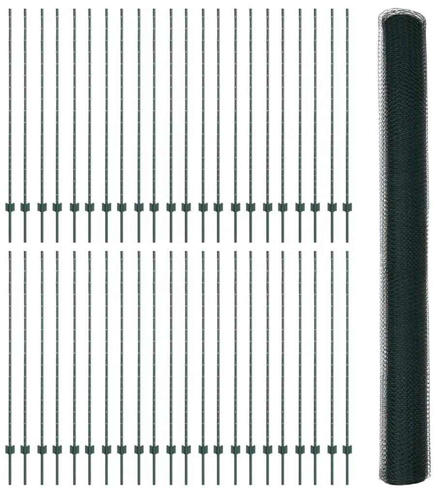 Postes de Cerca vidaXL 11 pcs U-Channel Verde 150 cm Aço