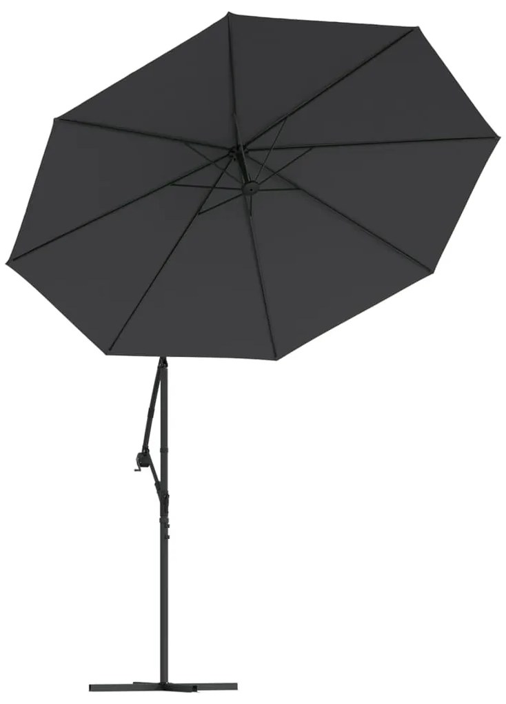 Guarda-sol cantilever c/ luzes LED e poste de aço 300 cm preto