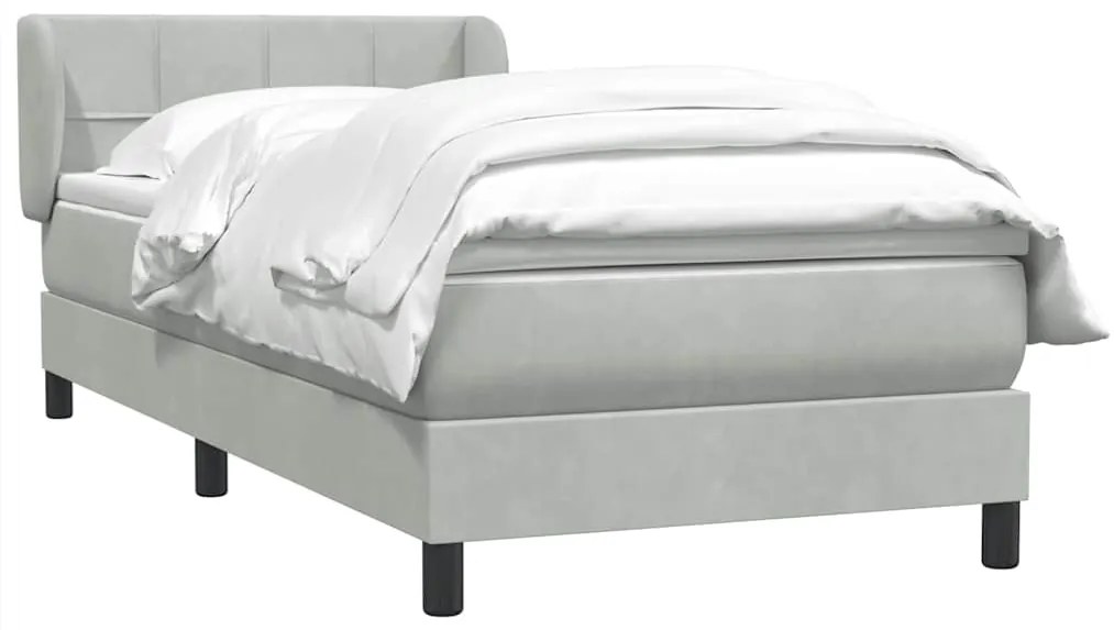Cama com molas/colchão cinzento-claro 80x220 cm veludo