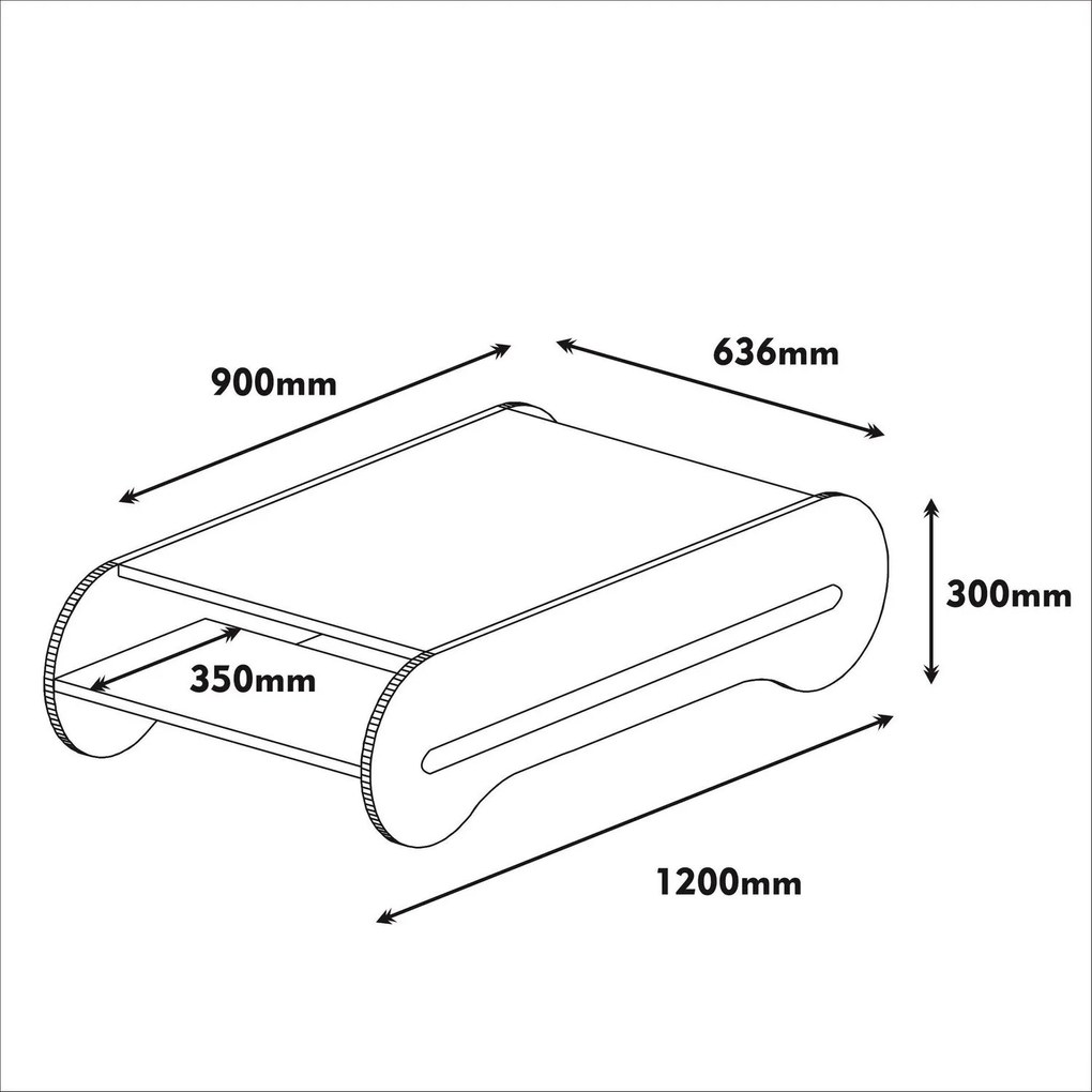 Mesa de Centro Cool – Nogueira e Branco – 120x30x63,6 cm