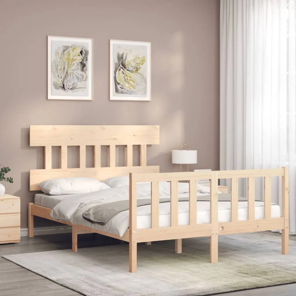 Cama sem colchão 140x190 cm madeira de pinho maciça