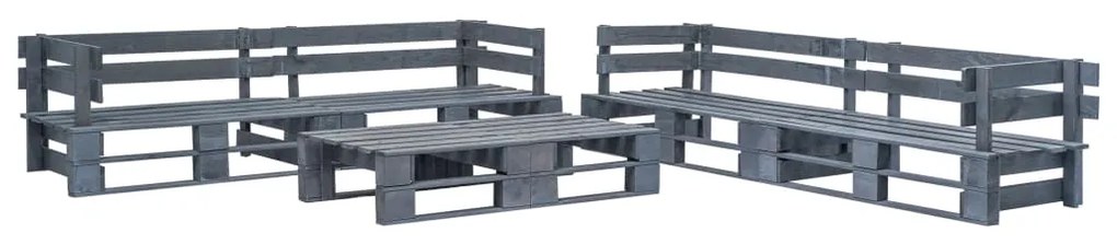 vidaXL 6 pcs conjunto lounge de jardim paletes madeira cinzento
