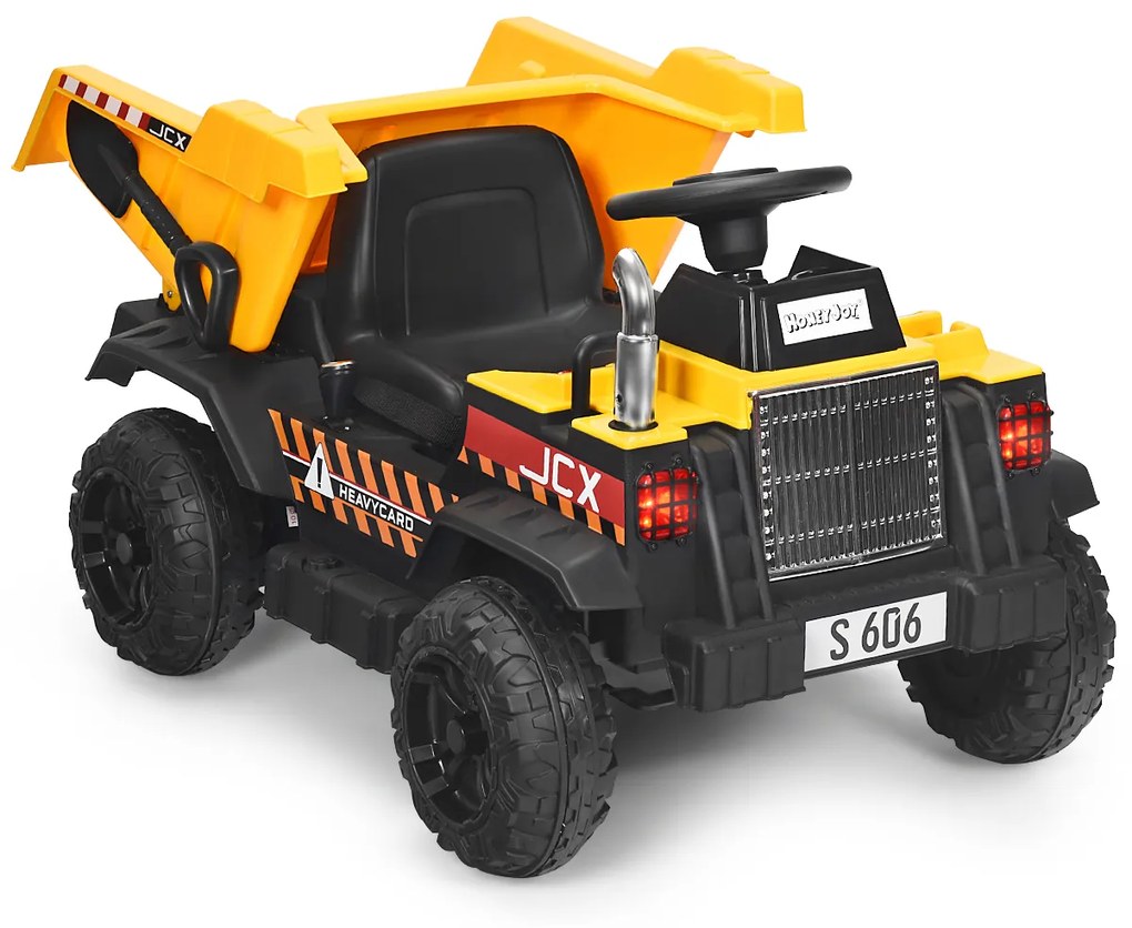 Camião basculante trator de bateria para crianças veículo de construção com balde elétrico controle remoto 2.4g amarela