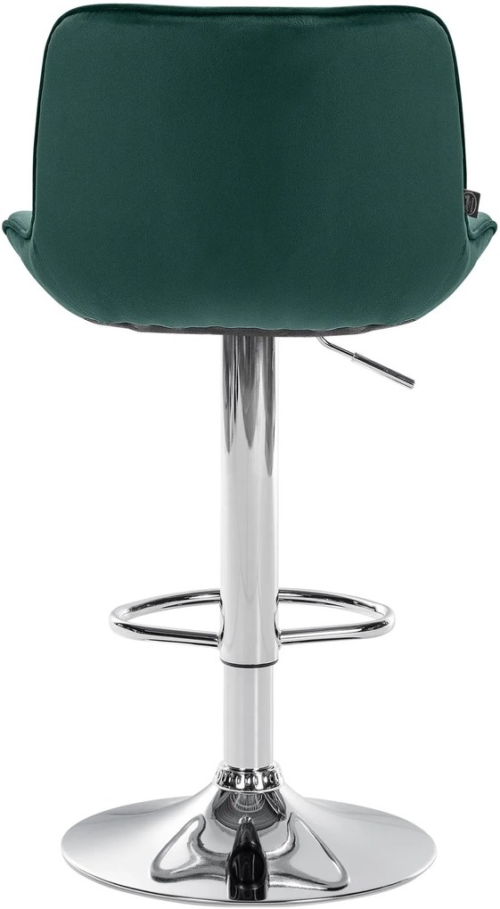 Banco alto em veludo com estrutura prateada 85-106 x 49 x 51 cm verde