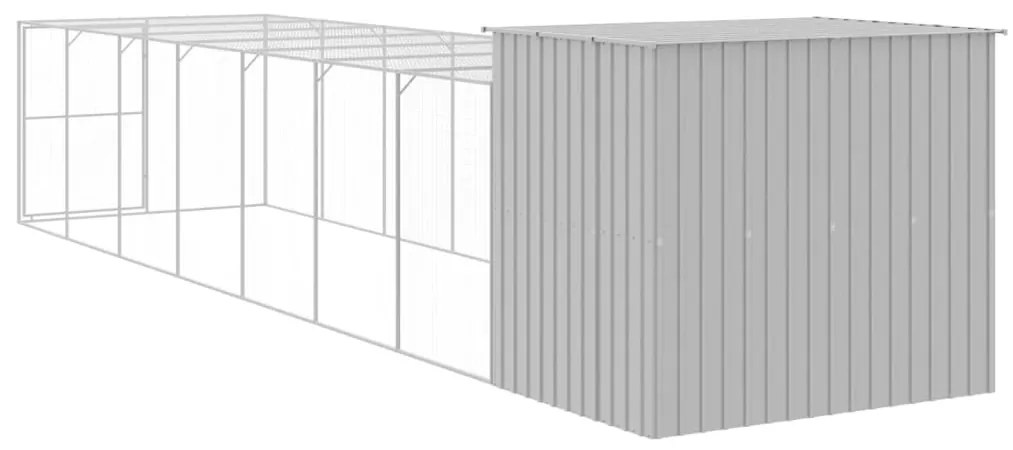 Casota cães c/ parque 214x865x181 cm aço galvaniz. cinza-claro
