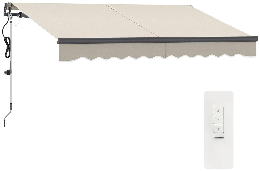 Outsunny Toldo Elétrico Retrátil com Controlo Remoto 296x250 cm Toldo de Exterior Enrolável com Manivela e Proteção UV30+ Creme