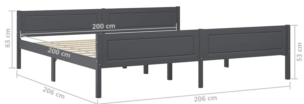 Estrutura de cama 200x200 cm madeira de pinho maciça cinzento