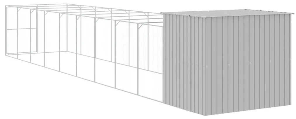 Casota cães c/ parque 214x1069x181 cm aço galvaniz. cinza-claro