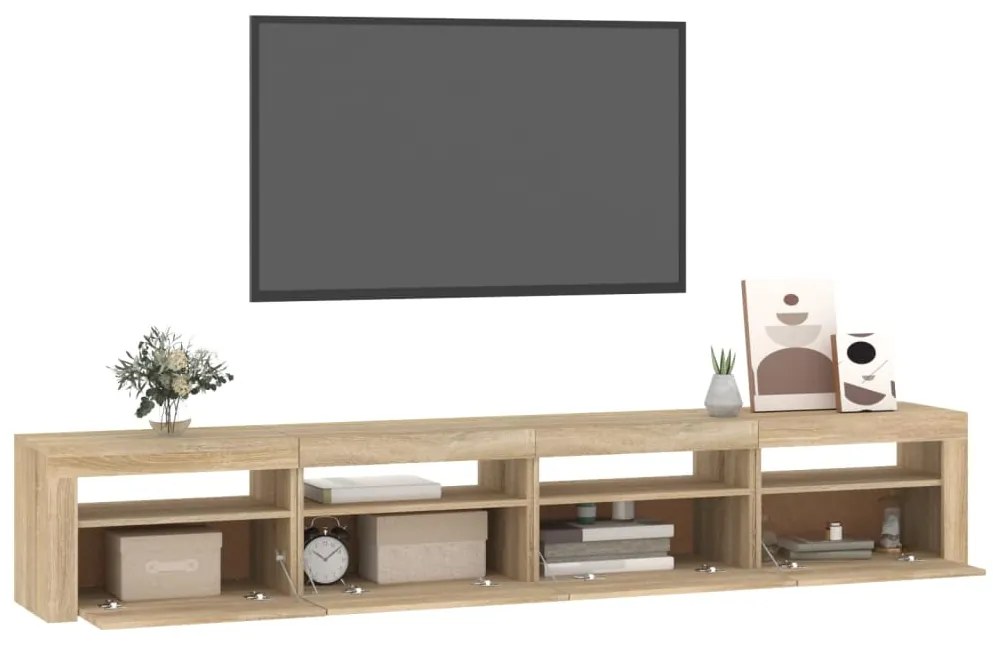 Móvel de TV com luzes LED 240x35x40 cm carvalho sonoma