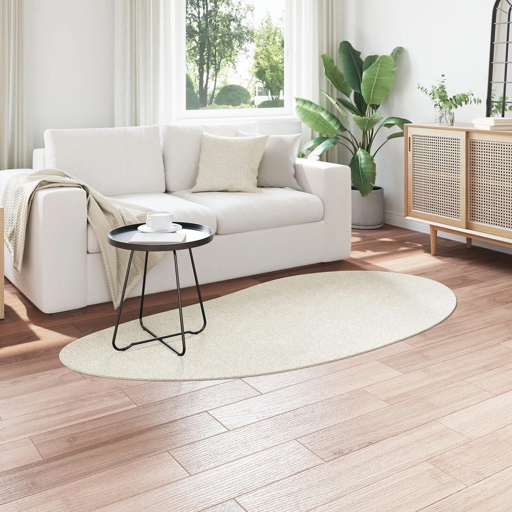 Tapete de Área Creme 100x200 cm Poliéster Antiderrapante