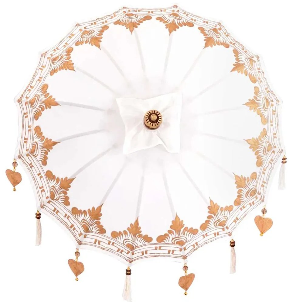 Parasol Balinês Outros Creme x 260 cm Algodão e madeira sólida