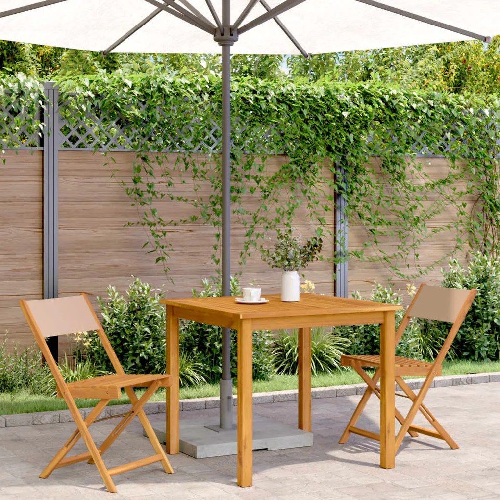 Cadeiras de bistrô 2 pcs acácia maciça/tecido cinza-acastanhado
