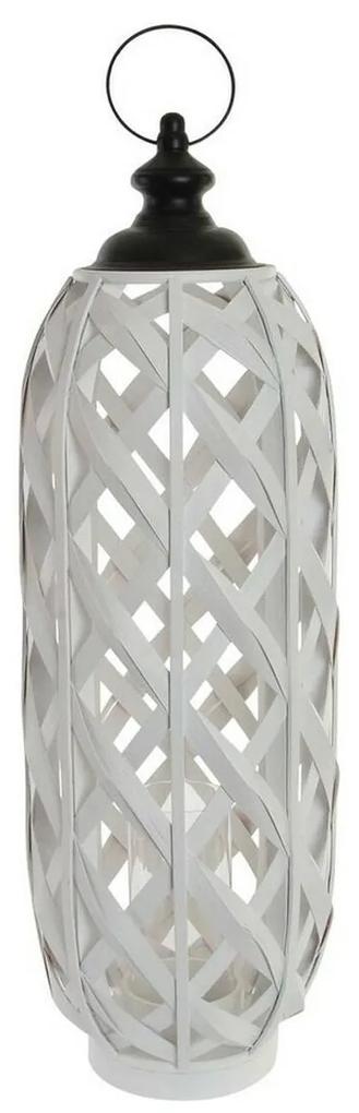 Castiçais DKD Home Decor Branco Metal Bambu (25 x 25 x 56 cm)