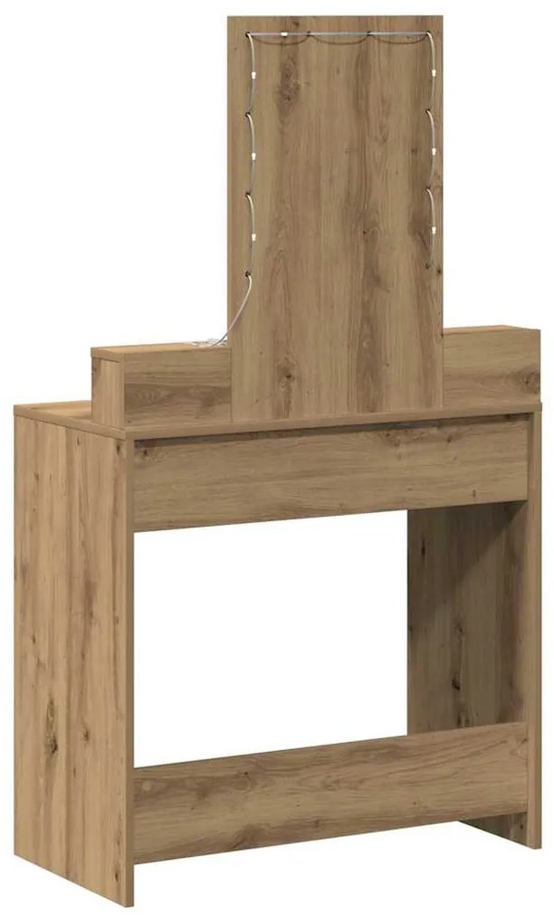 Mesa de Maquiagem vidaXL com Luzes LED Carvalho Artisan 79x41x140 cm