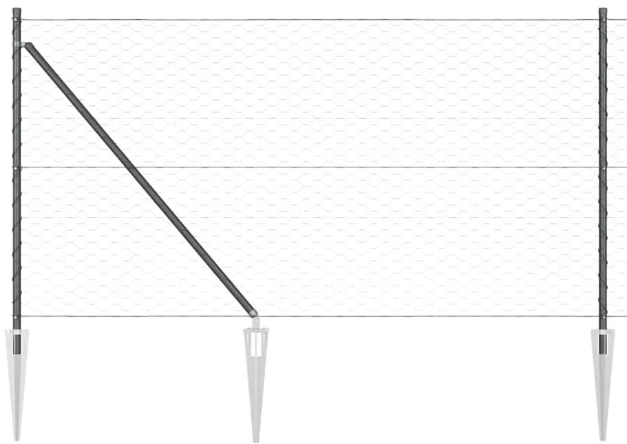 Cerca Hexagonal vidaXL Cinza 1x50 m Aço
