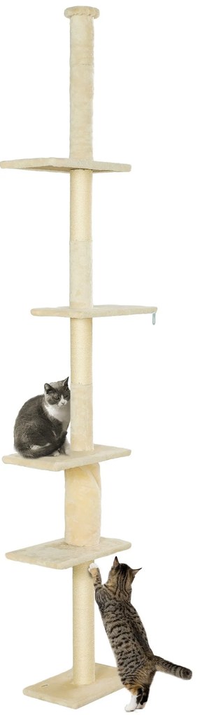 PawHut Arranhador para Gatos do Chão ao Teto 225-275 cm Arranhador par