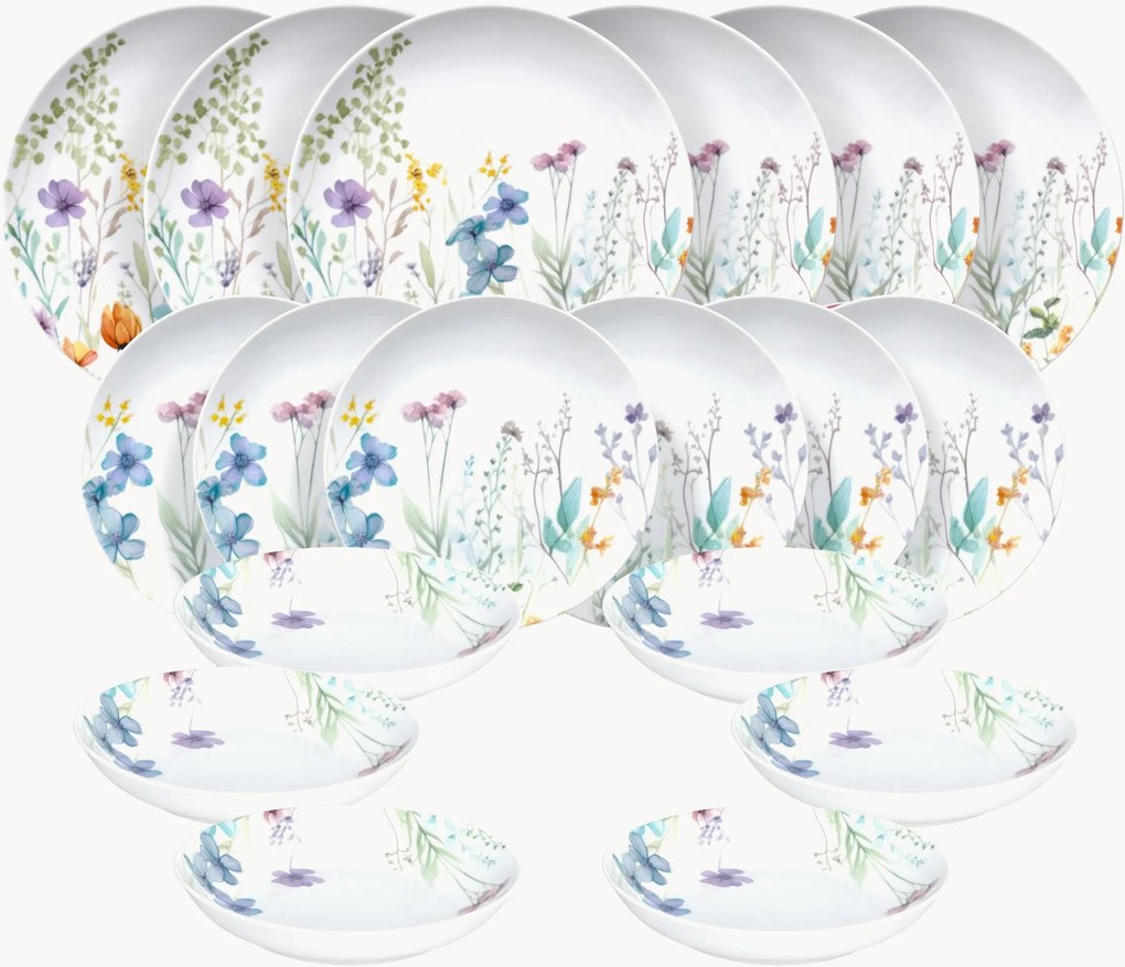 Conjunto de loiça em porcelana Madison Florenne, 6 pessoas, conjunto de 18
