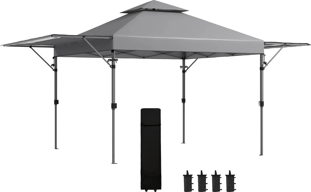Outsunny Tenda pop-up jardim Dobrável 5 x 3 m, tecido Oxford com 2 painéis laterais ajustáveis, saco de transporte com rodízios incluído | Aosom Portugal