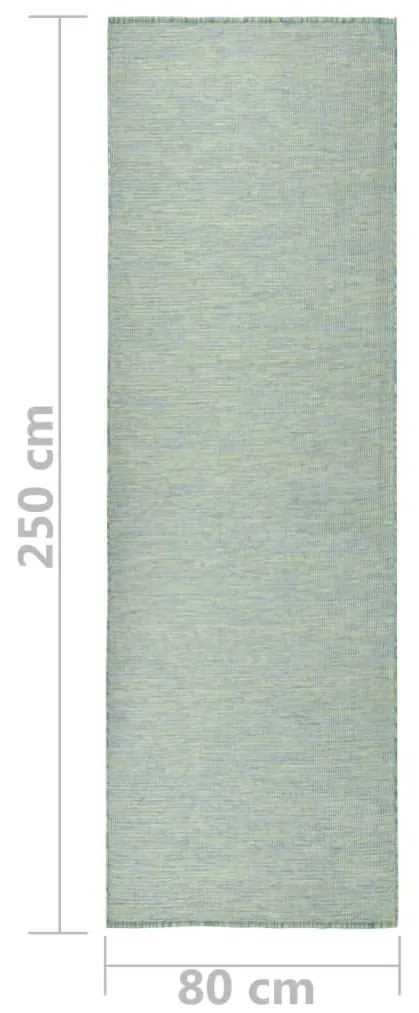 Tapete de tecido plano para exterior 80x250 cm turquesa