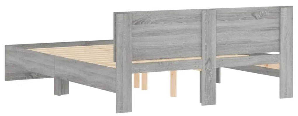 Estrutura de cama com cabeceira 150x200 cm cinzento sonoma
