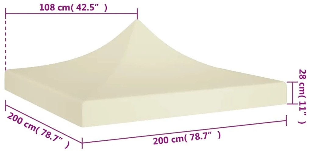 Teto para tenda de festas 2x2 m 270 g/m² cor creme