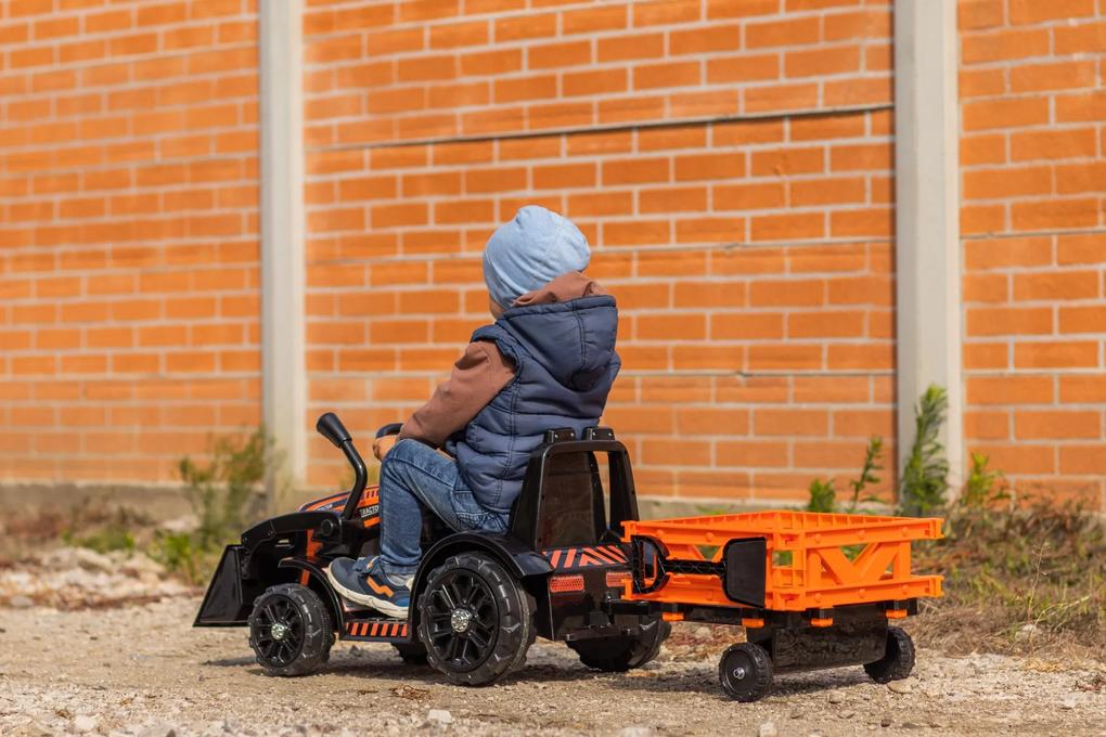 Tractor eléctrico para Crianças FARMER com Pá e reboque tração traseira, bateria de 6V, rodas de plástico, assento largo, motor 20W, monolugar, contro